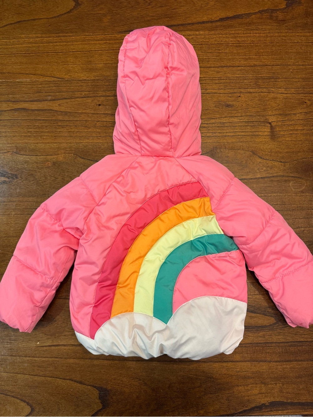 Old Navy Pink Rainbow Puffer Jacket for Kids 2T Water Resistant